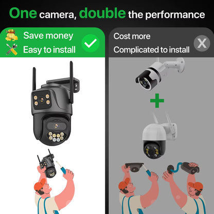 4K Dual Lens PTZ Outdoor WiFi Security Camera - 8MP HD Auto Tracking CCTV Surveillance with Icsee P2P