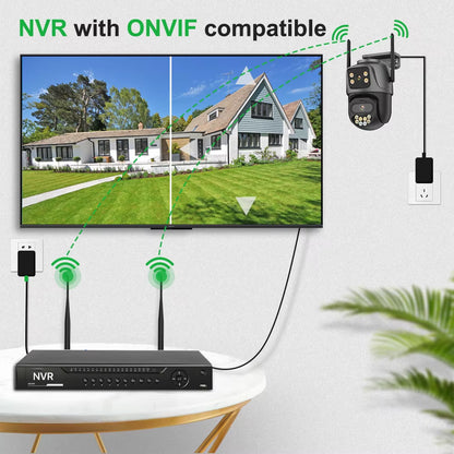 4K Dual Lens PTZ Outdoor WiFi Security Camera - 8MP HD Auto Tracking CCTV Surveillance with Icsee P2P