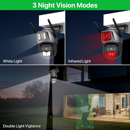 4K Dual Lens PTZ Outdoor WiFi Security Camera - 8MP HD Auto Tracking CCTV Surveillance with Icsee P2P
